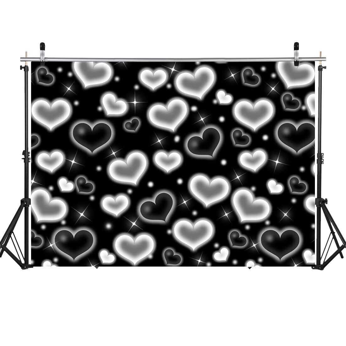 LYCGS 7X5FT Black Heart Photo Backdrop 90s Backdrops for Photoshoot Valentine…