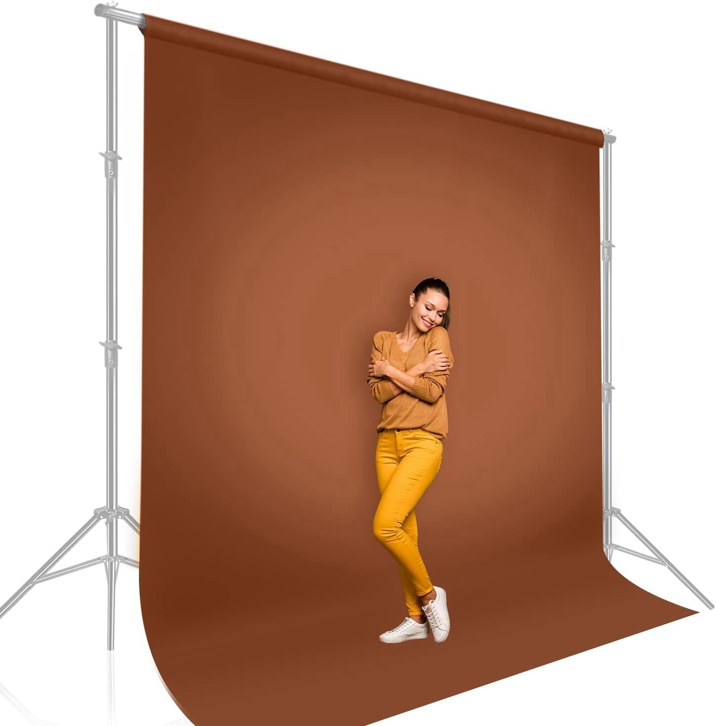 Brown Backdrop Curtain 9×13 Ft Premium Polyester Fabric For Photography & Video