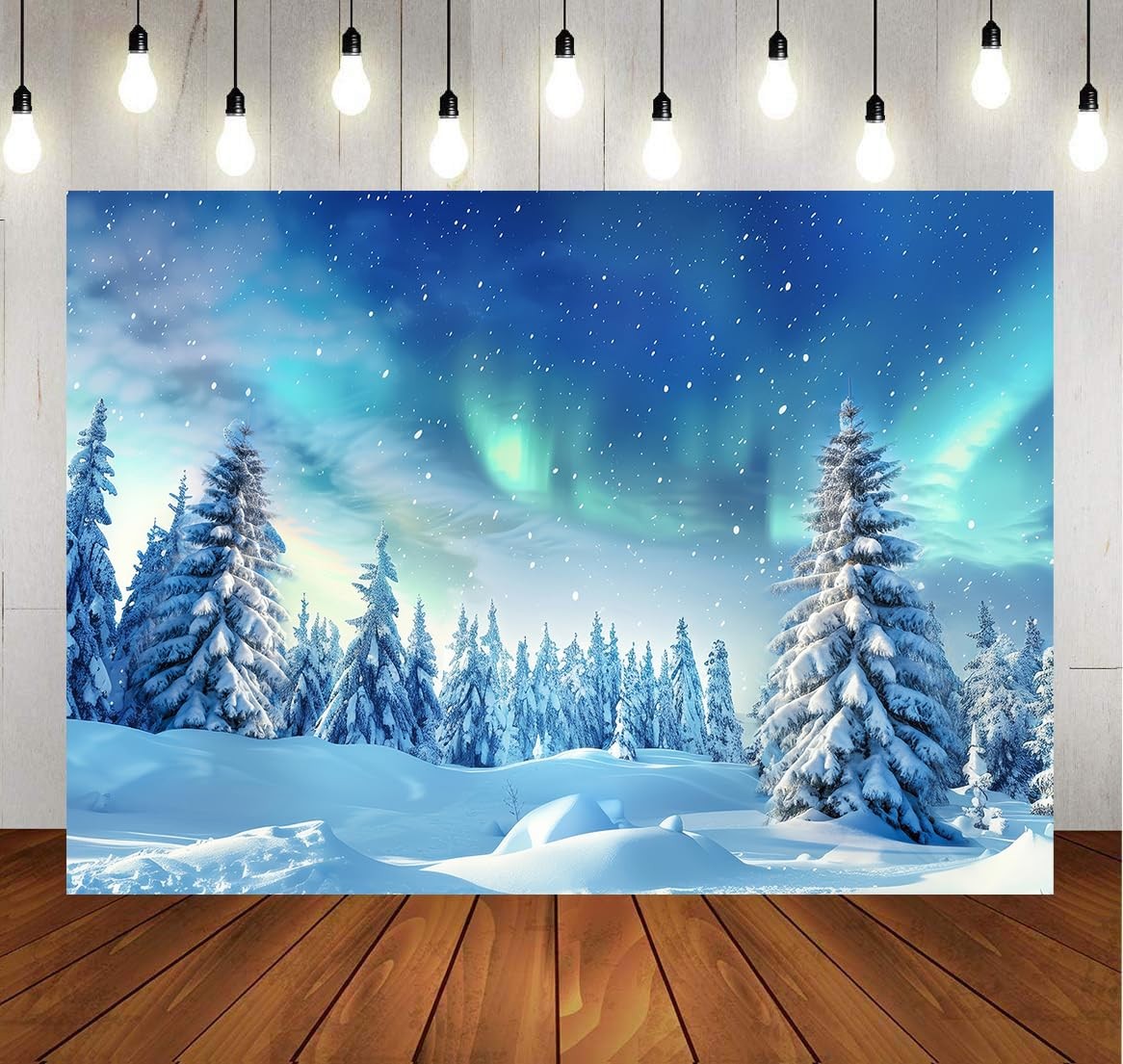 LYCGS 7x5ft Winter Wonderland Forest Photography Backdrop 7x5ft, Blue