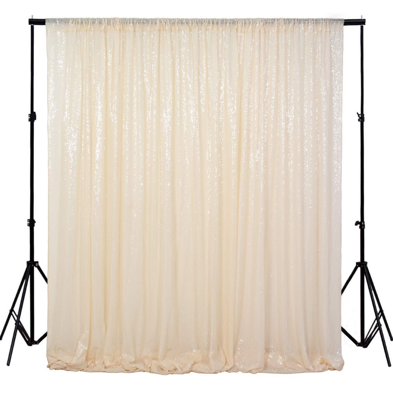4FTX6FT Ivory Beige Sequin Photo Backdrop Wedding Photo Booth Glitter Curtain
