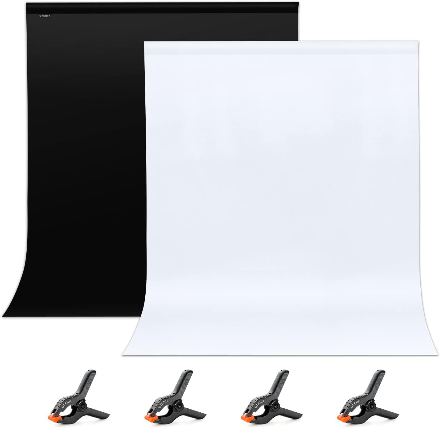 Black White Backdrop, 5×6.5ft Photo Backdrop Curtain with 4 Clamps for Photos…