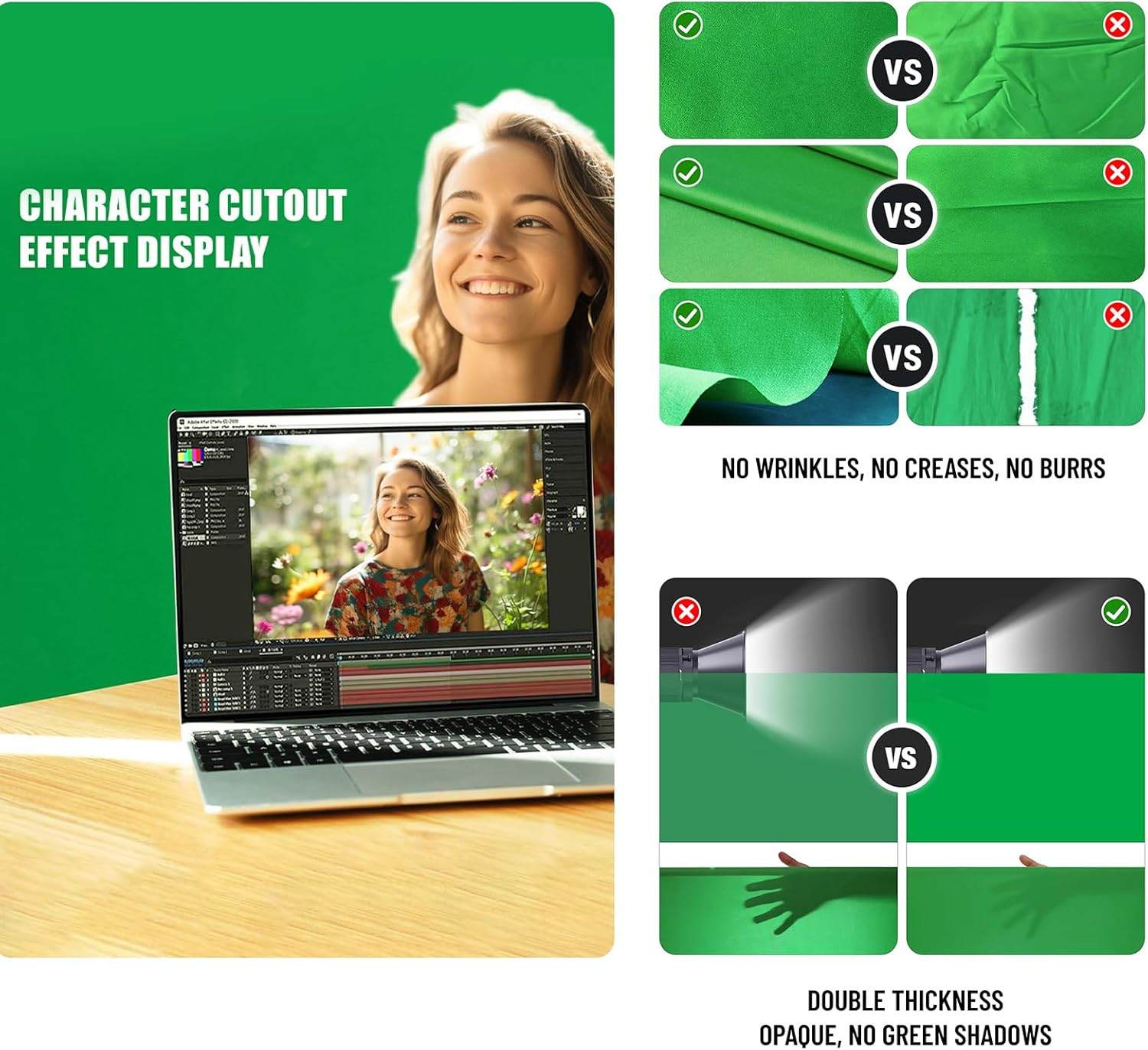 10 X10 FT Green Backdrop Cloth for Photography, Large Green Screen Background fo