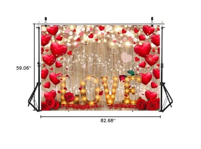 7X5ft Valentine’s Day Backdrop Red Love Heart Valentine’s Day Backdrop