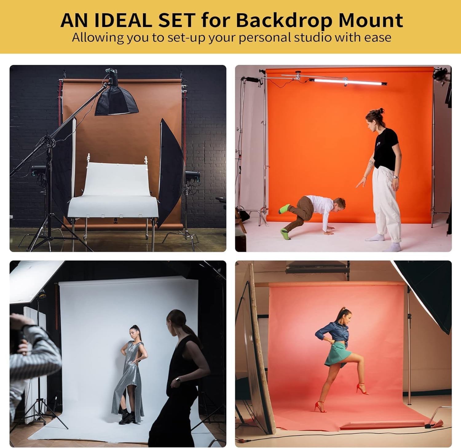 3 Roller Photography Backdrop Background Support Wall Mount Manual Pull Down …