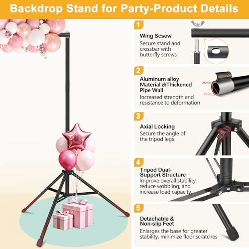 Backdrop Stand 10x7ft(WxH)- 7 Widths Photo Studio Adjustable Background Stand