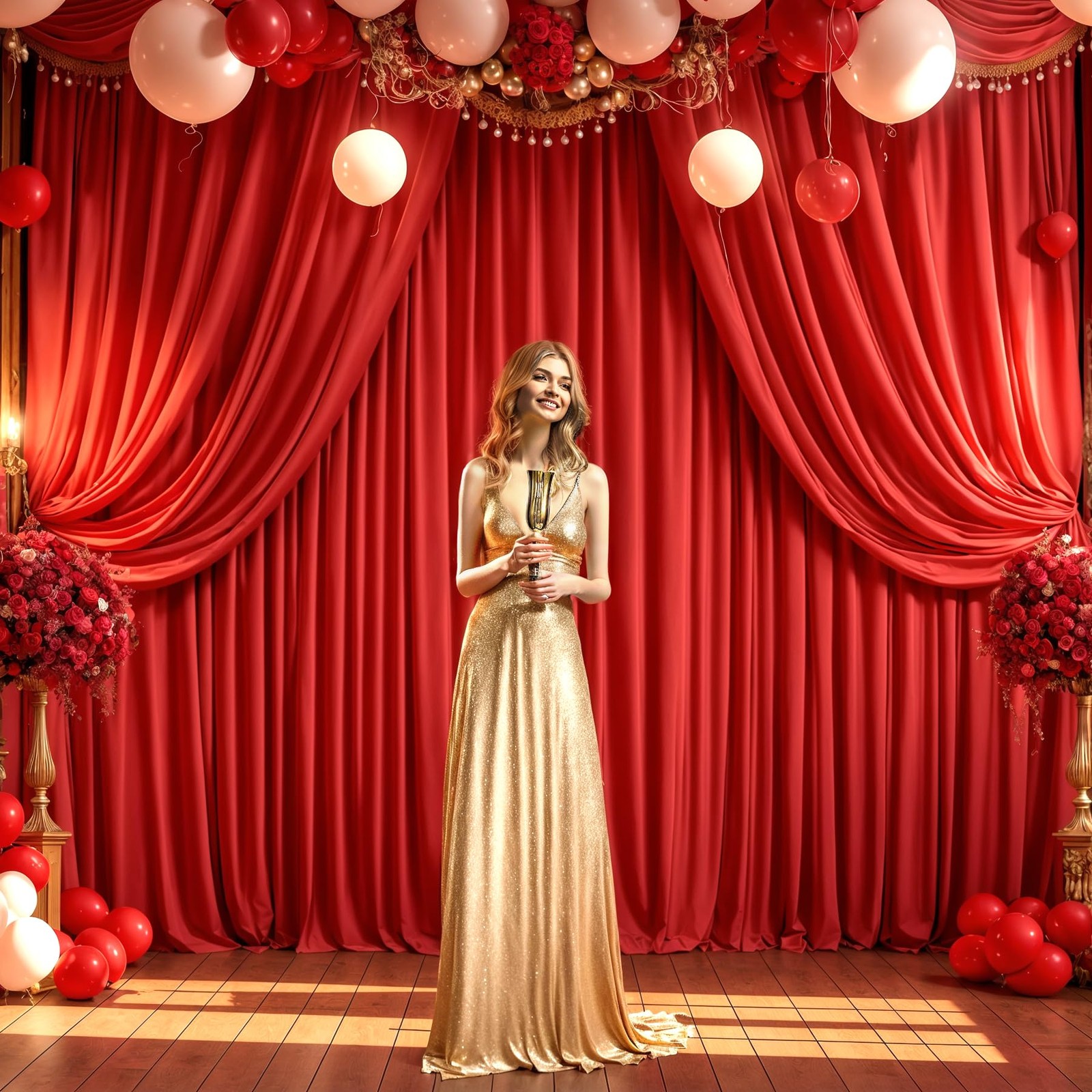 10x7ft Red Backdrop Curtains Polyester Wrinkle Free Drapes Party Photography