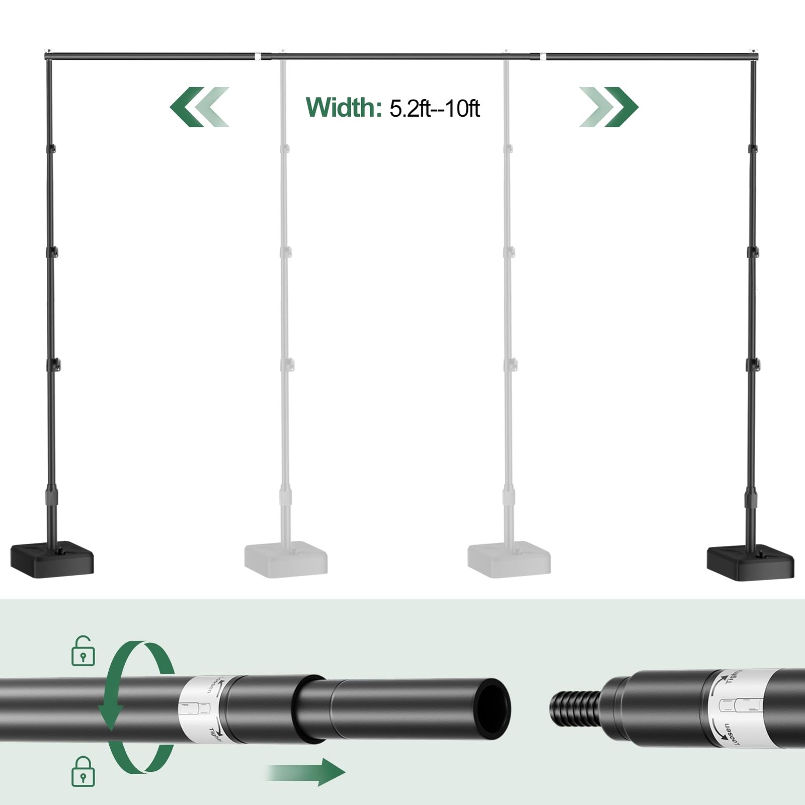 Backdrop Stand with Heavy Duty Water Tank Base 8.5x10ft Adjustable Metal Phot…