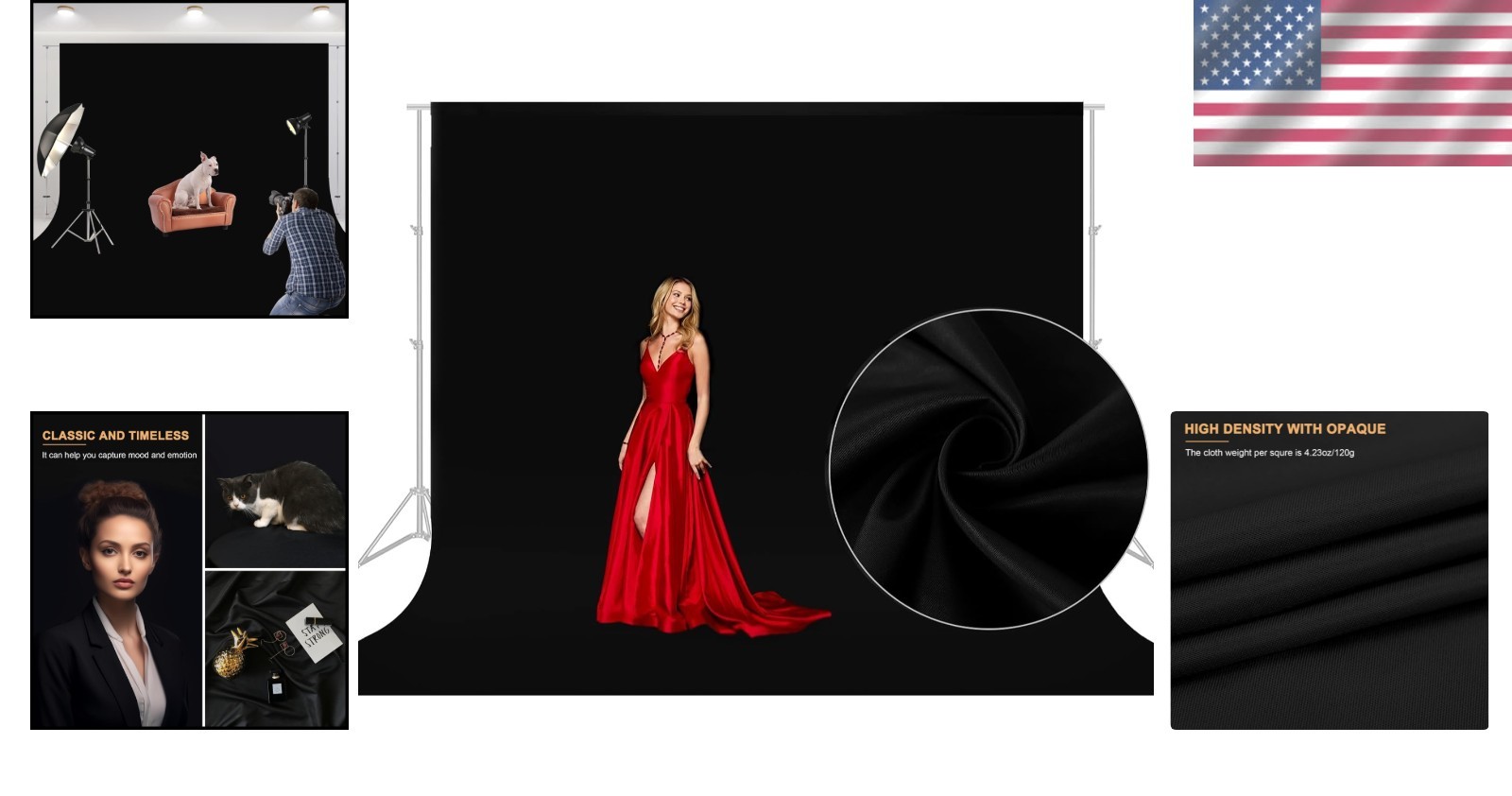 10X10 FT Black Backdrop Background for Photography, Large Photo Backdrop Curtain