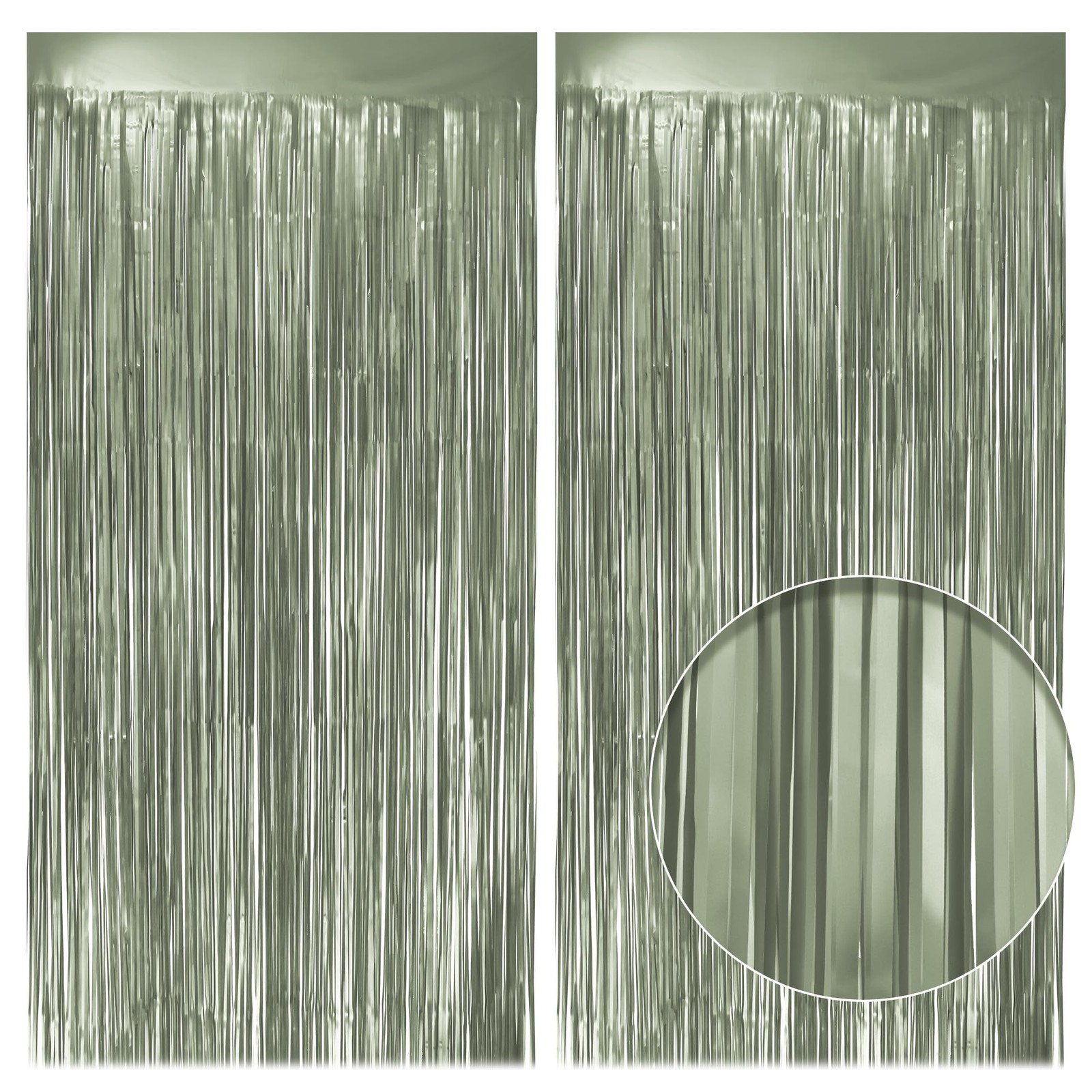 Lime Green Fringe Backdrop 3.2×8.2ft Metallic Foil Tinsel Door Streamers 2 PCS