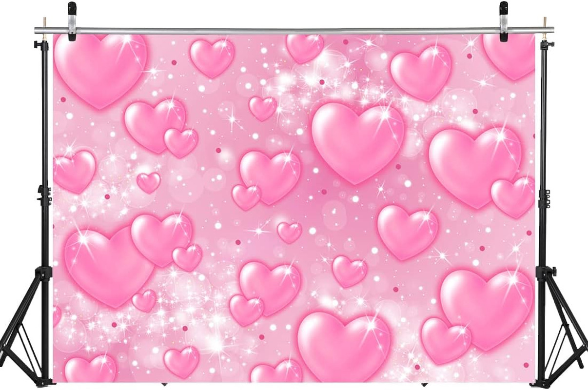 Pink Heart Backdrop Valentine’S Day Background for Party 2000S Backdrop Wedding