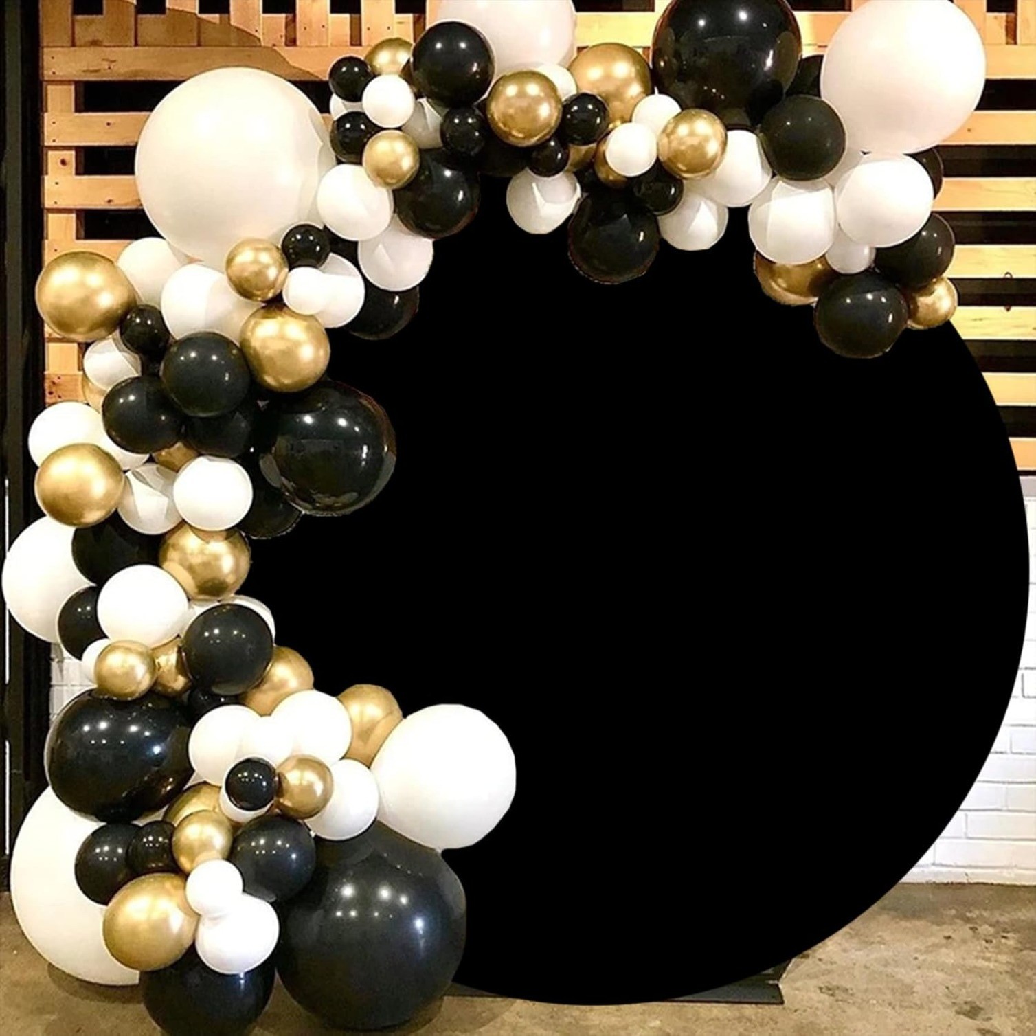 7.5×7.5ft Black Round Backdrop Cover Polyester Circular Solid Color Black Cloth