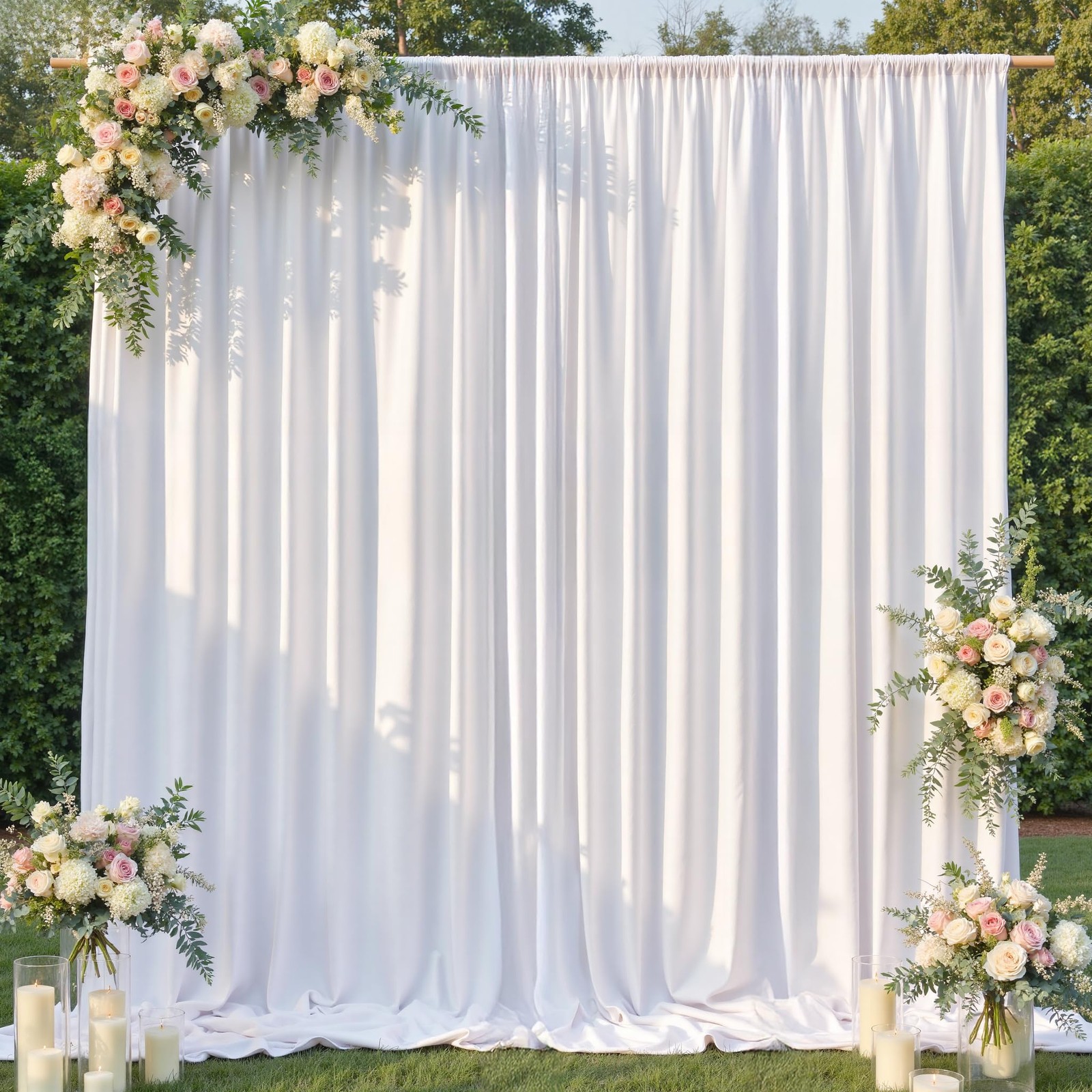20x10FT White Backdrop Curtain for Parties,2 Panels(Each 10x10FT) Seamless He…