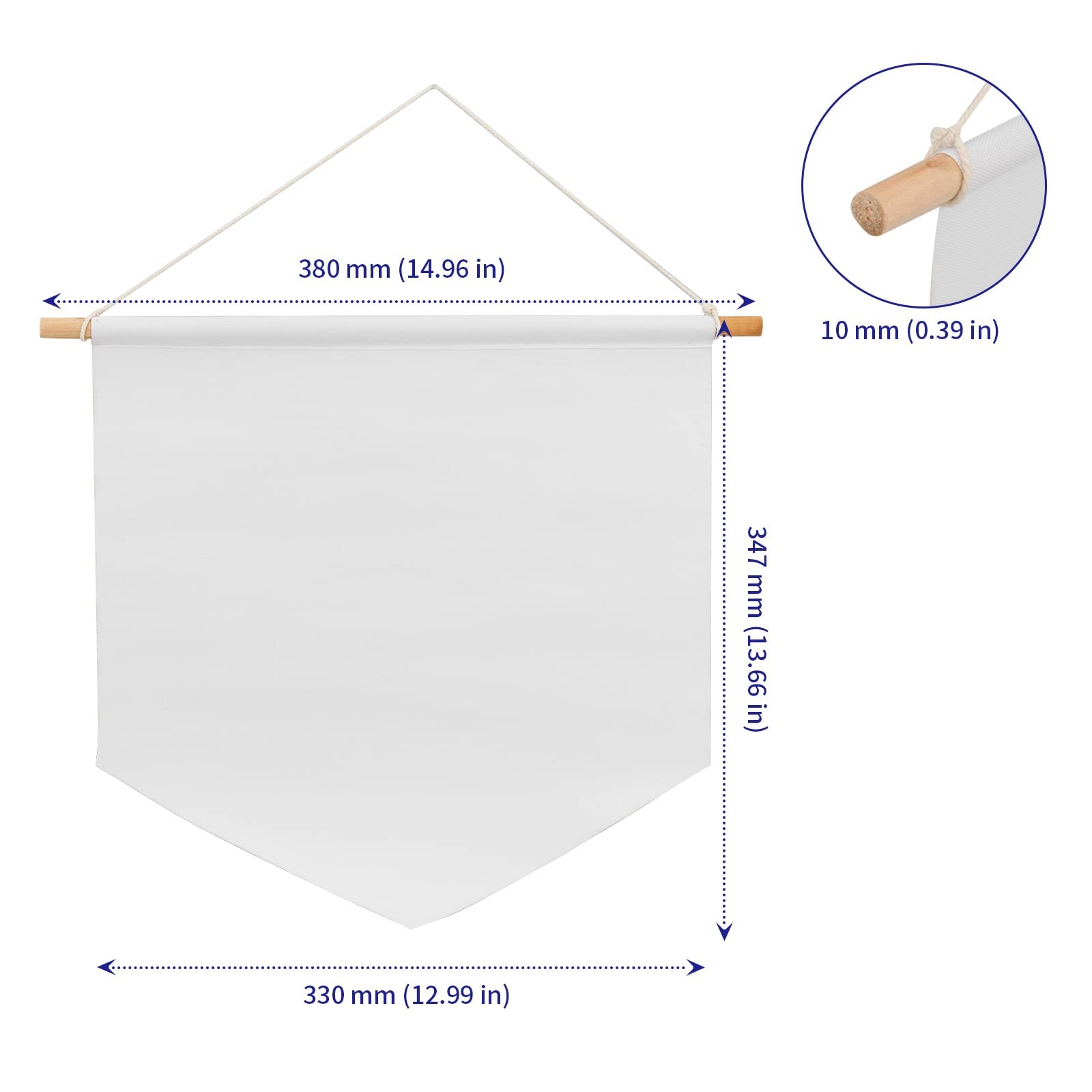 6 Pcs White Canvas Banners, 13 x 13.7 Inch Pin Wall Display Banners with Wood…