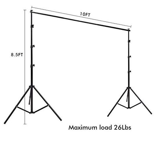 Photo Video Studio 10 x 8.5ft Stand with Muslin Backdrop (Green /White /Black)