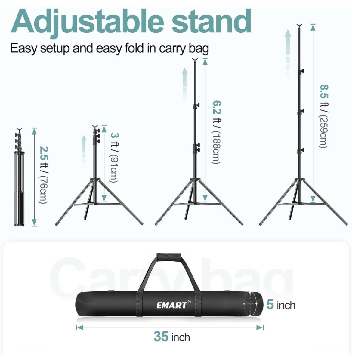 EMART 8.5 x 10 ft Adjustable Photography Backdrop Stand
