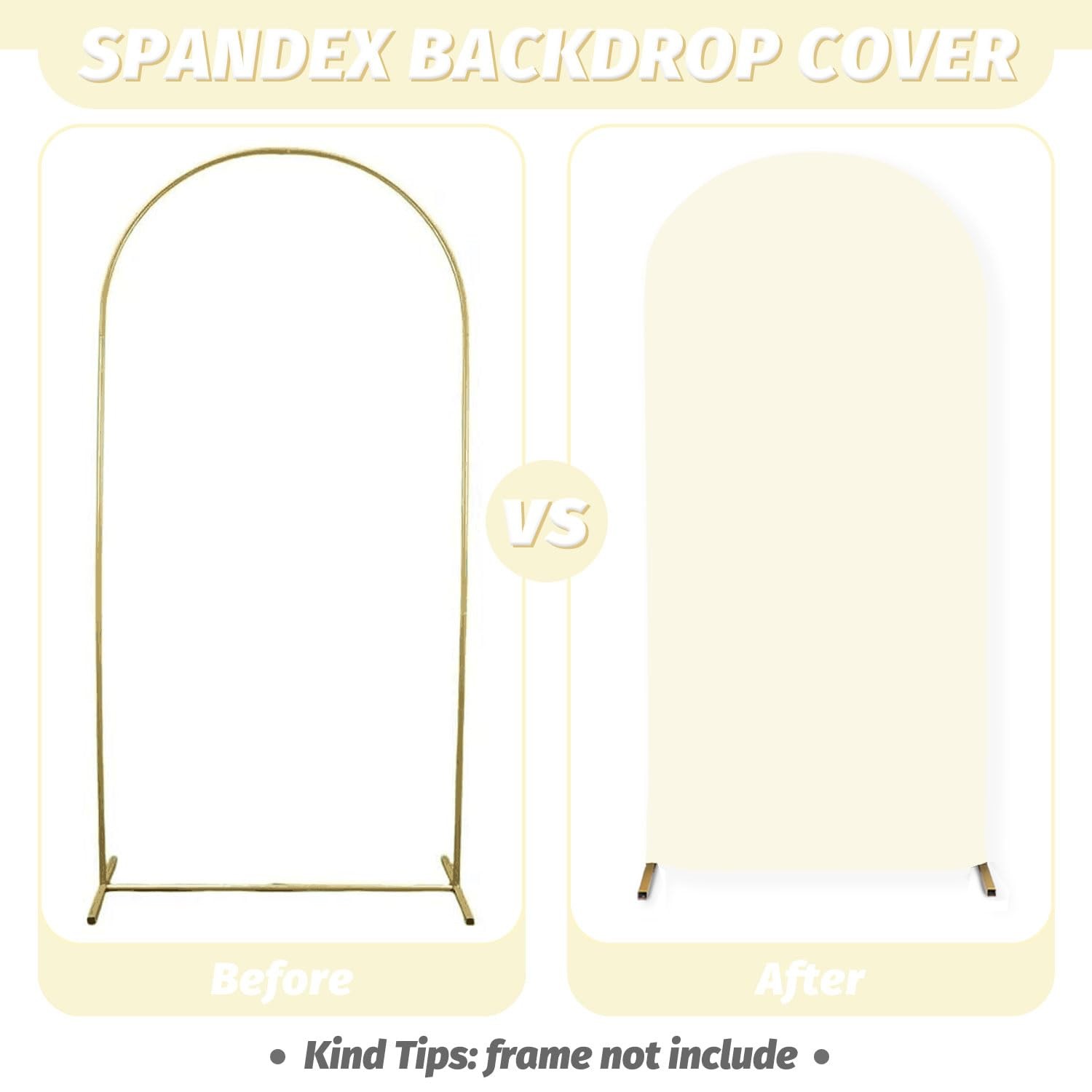 Ivory Arch Cover 2.6x6ft Spandex Arch Covers Stretchy Arched Stand Cover Roma…