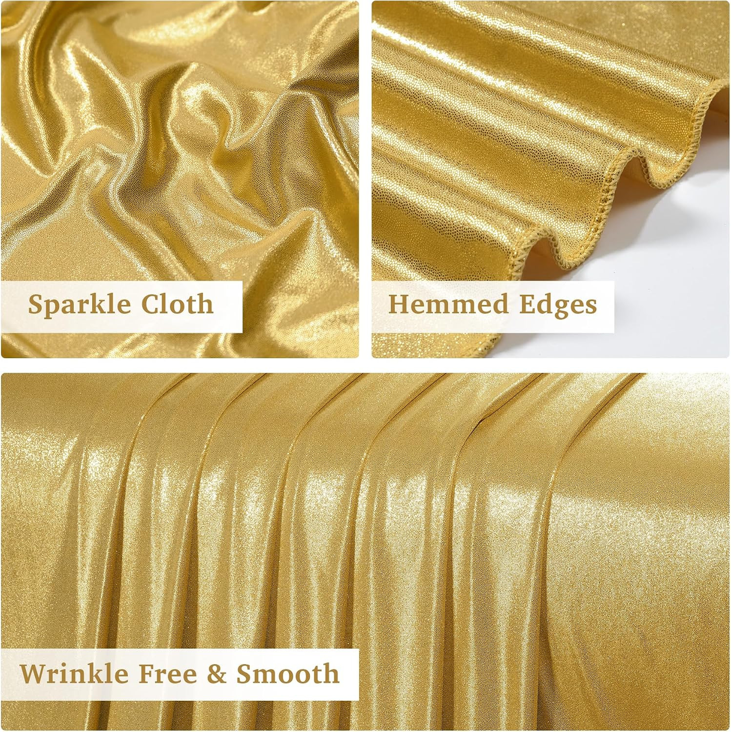 10X10 Ft Gold Sequin Backdrop Curtain Panels for Parties, Wrinkle Free Glitter P
