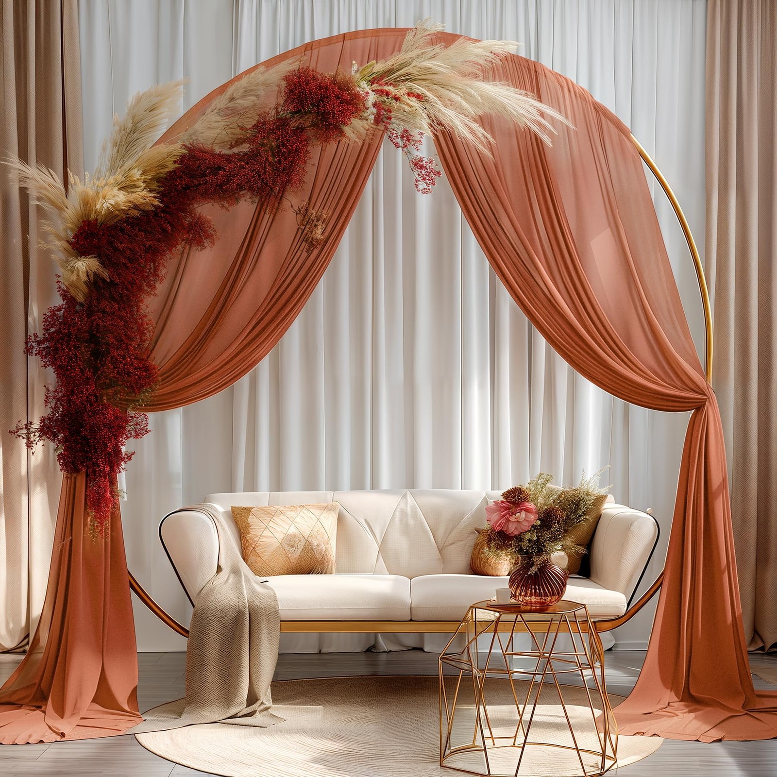 Terracotta Wedding Arch Draping Fabric 1 Panel 30” x 20FT Terracotta Drapes She