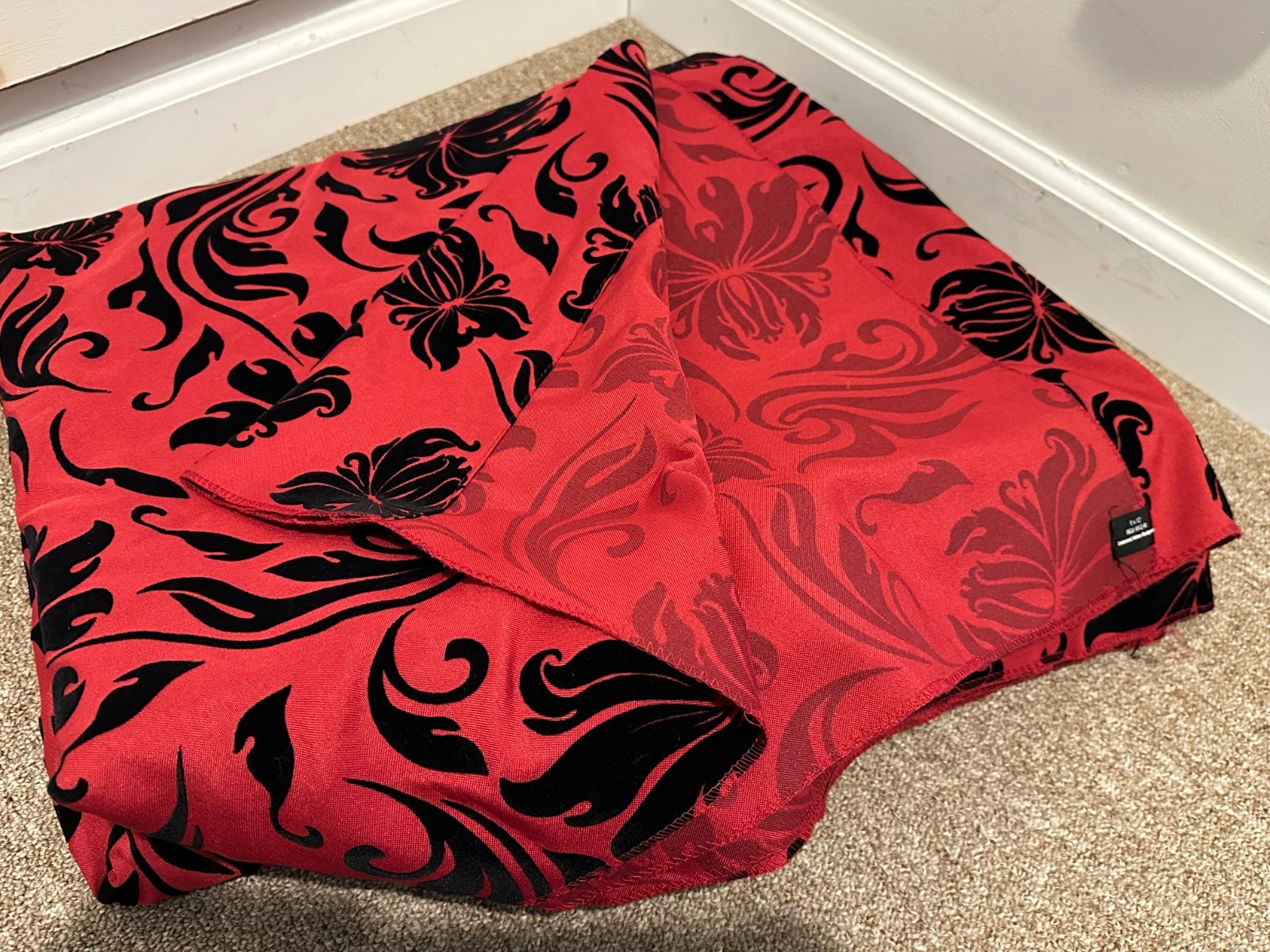 Impact Black and RED Embossed Velour Photo Fabric Backdrop 9′ x 12′