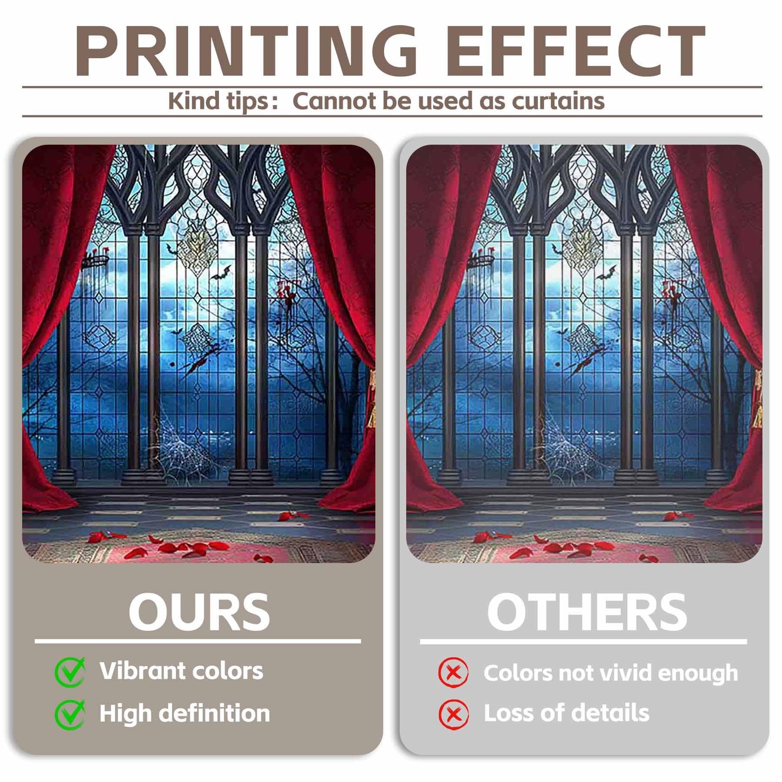 Halloween Vampire Medieval Castle Gothic Window Fabric Backdrop 7x5ft Mat
