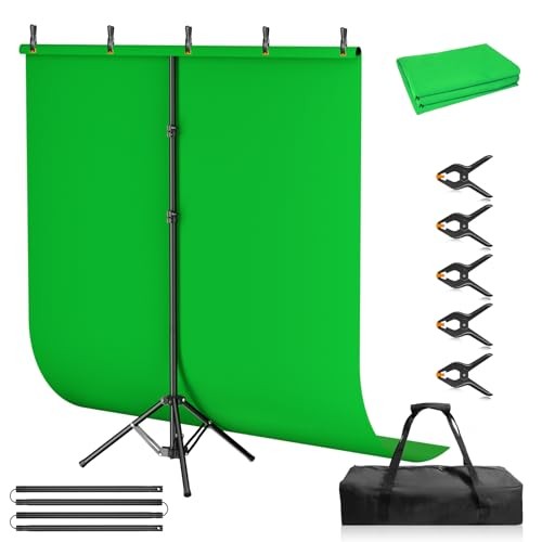 Green Screen Backdrop Kit, 5×7ft Portable Greenscreen Background 5x7ft green