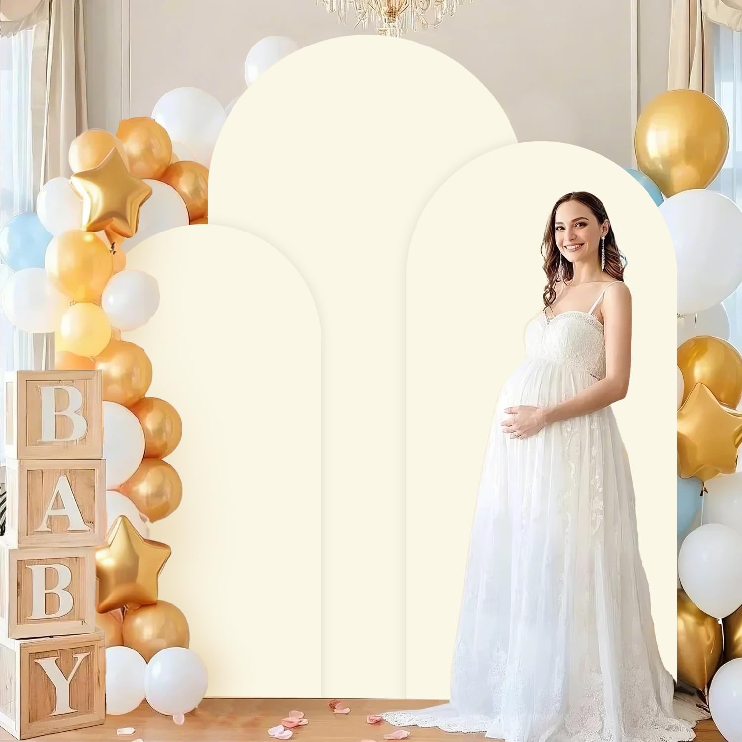 FUHSY Cream Arch Backdrop Covers for Spandex Backdrop Ivory Arch Covers Set o…