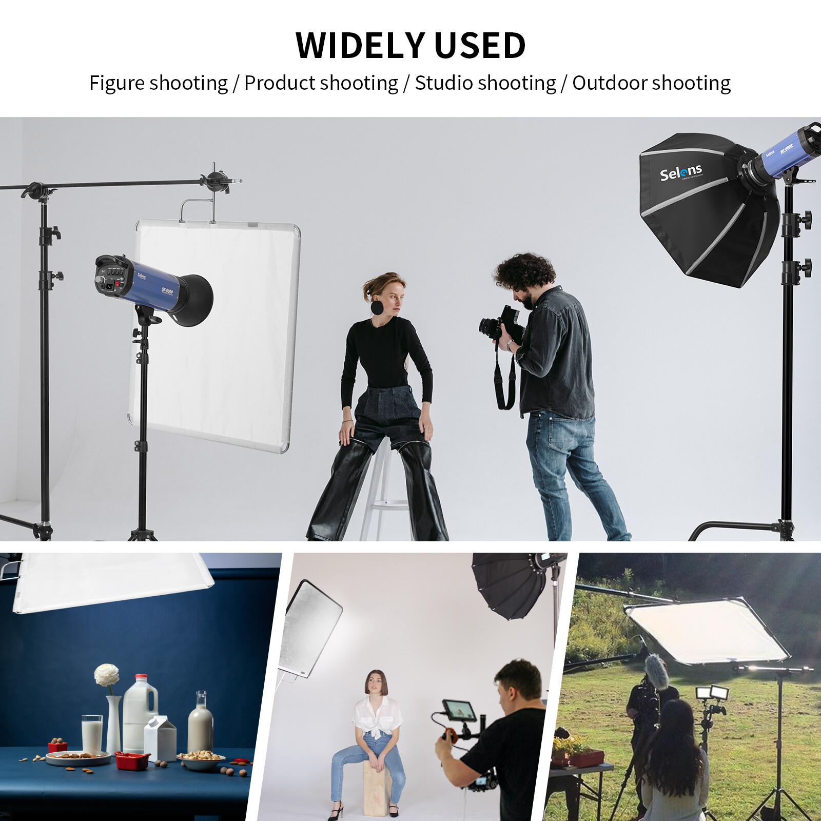 3 Sizes Stainless Flag Panel Cloth Reflector Diffuser for Photo Video Studio