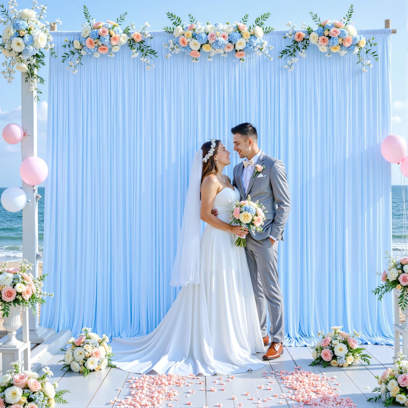10x10ft Baby Blue Backdrop Curtain Wrinkle Free Light Blue Party Decor