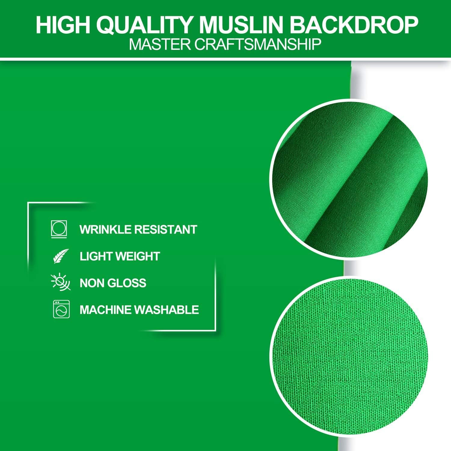 Green Screen Backdrop, 10 X 20 Ft Photography Greenscreen Background Sheet Fabri
