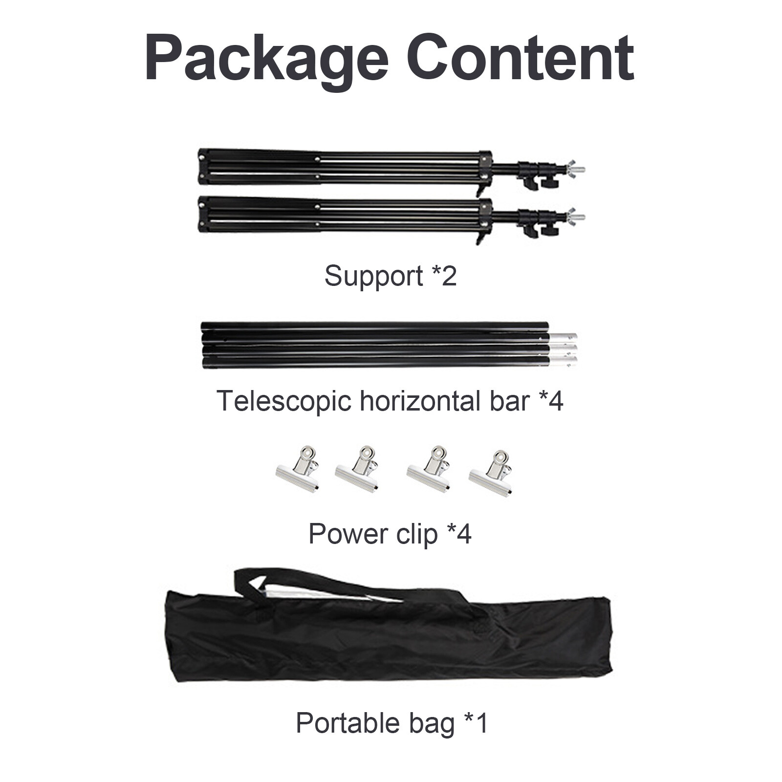 Adjustable Background Crossbar Kit Support Stand Photography Backdrop Black Kit