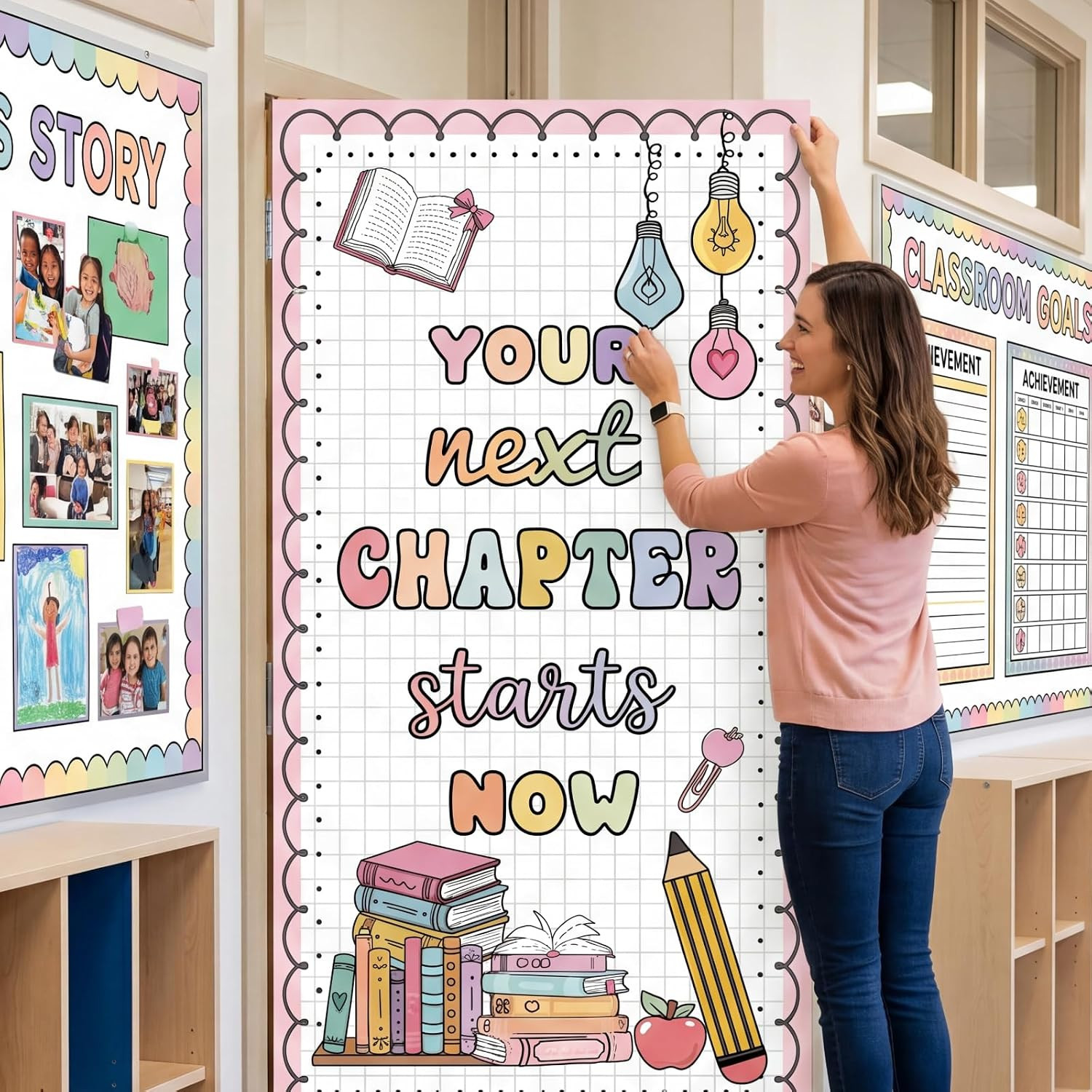 Classroom Welcome Door Cover Composition Notebook Back to School Banner Welcome
