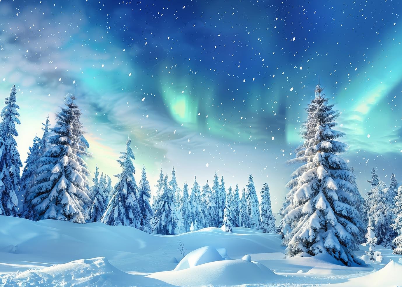 LYCGS 7x5ft Winter Wonderland Forest Photography Backdrop 7x5ft, Blue