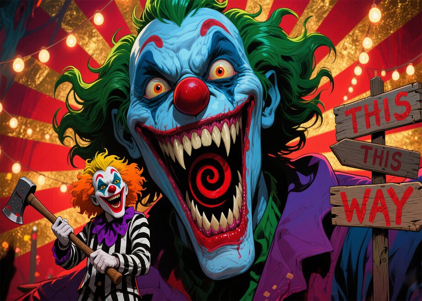 Evil Clown Backdrop Horror Circus Background Halloween Birthday Party 7×5 FT