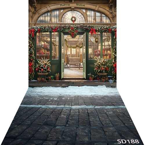 10’x20’Computer-Painted Classic Railway Station Scenic Backdrop Background SD188