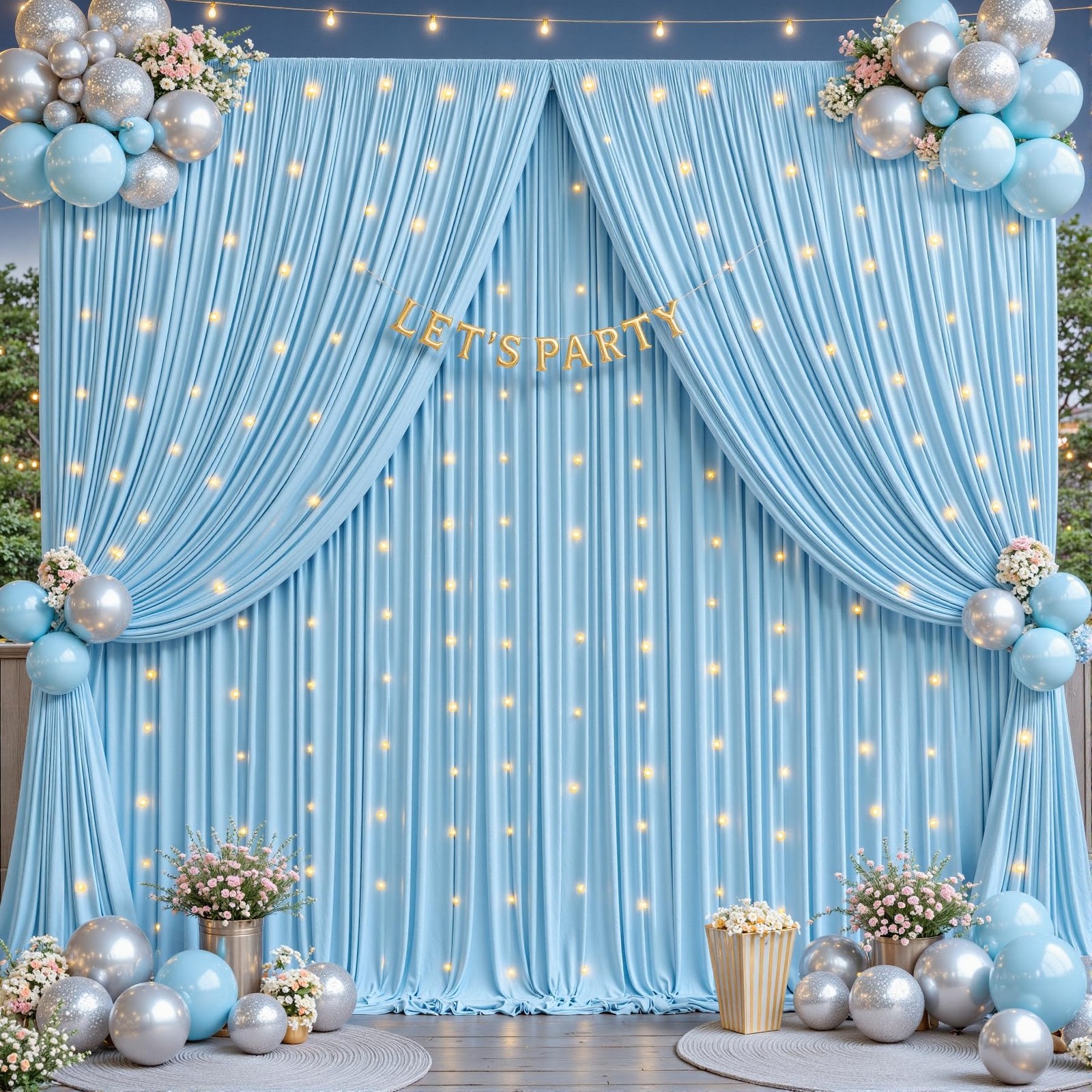 10 Panels Baby Blue Backdrop Curtains – W4′ x H10′(10 panels),