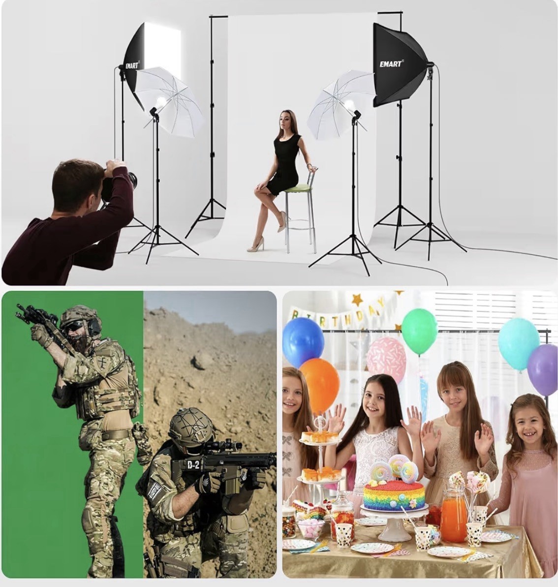 EMART 8.5 x 10 ft Backdrop Support System, Professional Photography Lighting Kit