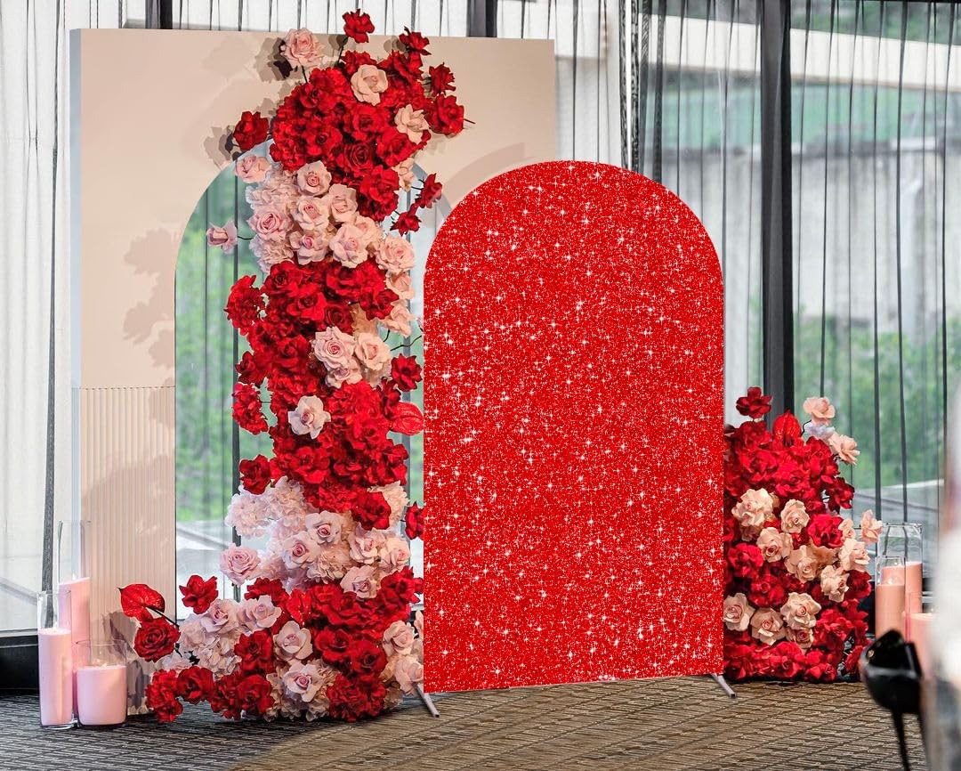 Sequin Arch Backdrop Cover 6.6Ft Wedding Red Christmas 6.6FT,