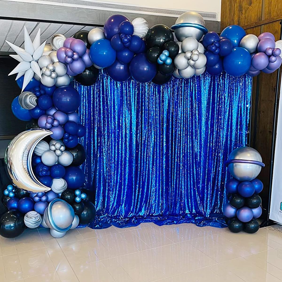 Royal Blue Sequin Backdrop Curtains 2 Packs 2ftx8ft Sparkly Backdrop Fabric G…