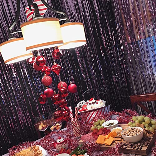 Foil Curtain Purple, 2 pcs 3.3×6.6 ft Light Purple Streamers, Purple-9542