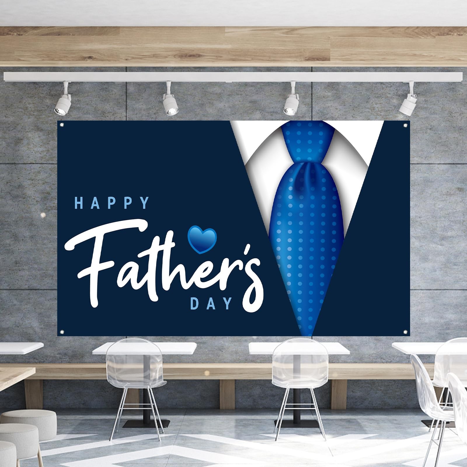 Happy Father’s Day Backdrop First Fathers Day Flag Banner Blue Necktie Super Dad