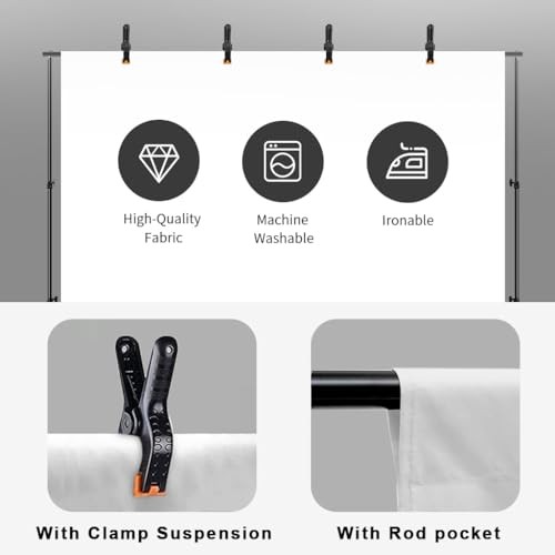 10X12ft White Backdrop for Photography, Polyester Background for 10x12ft White