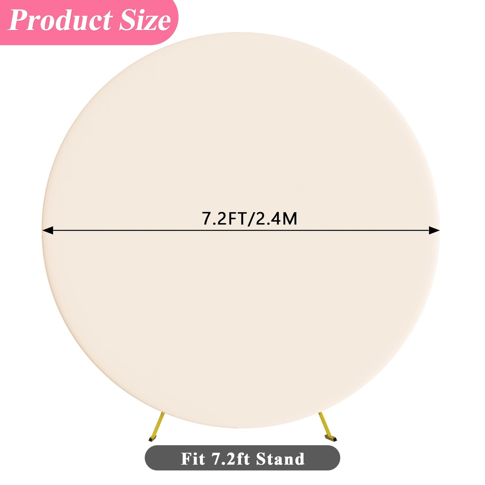 7.2FT Round Backdrop Cover Beige Spandex Fitted Circle Balloon Arch Cover for…