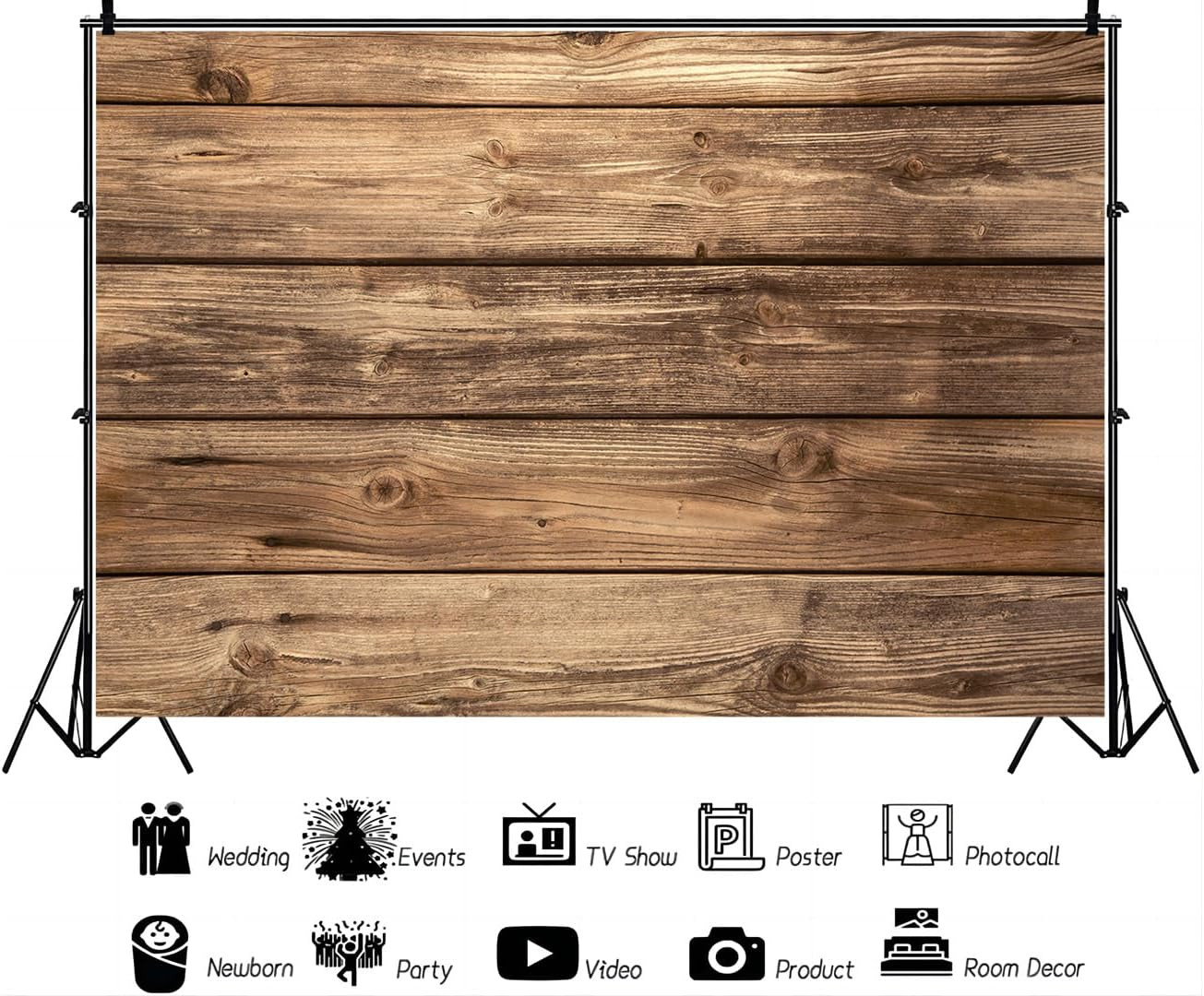 Rustic Wood Wall Backdrop Natural Brown Wooden Board Photography Background Baby