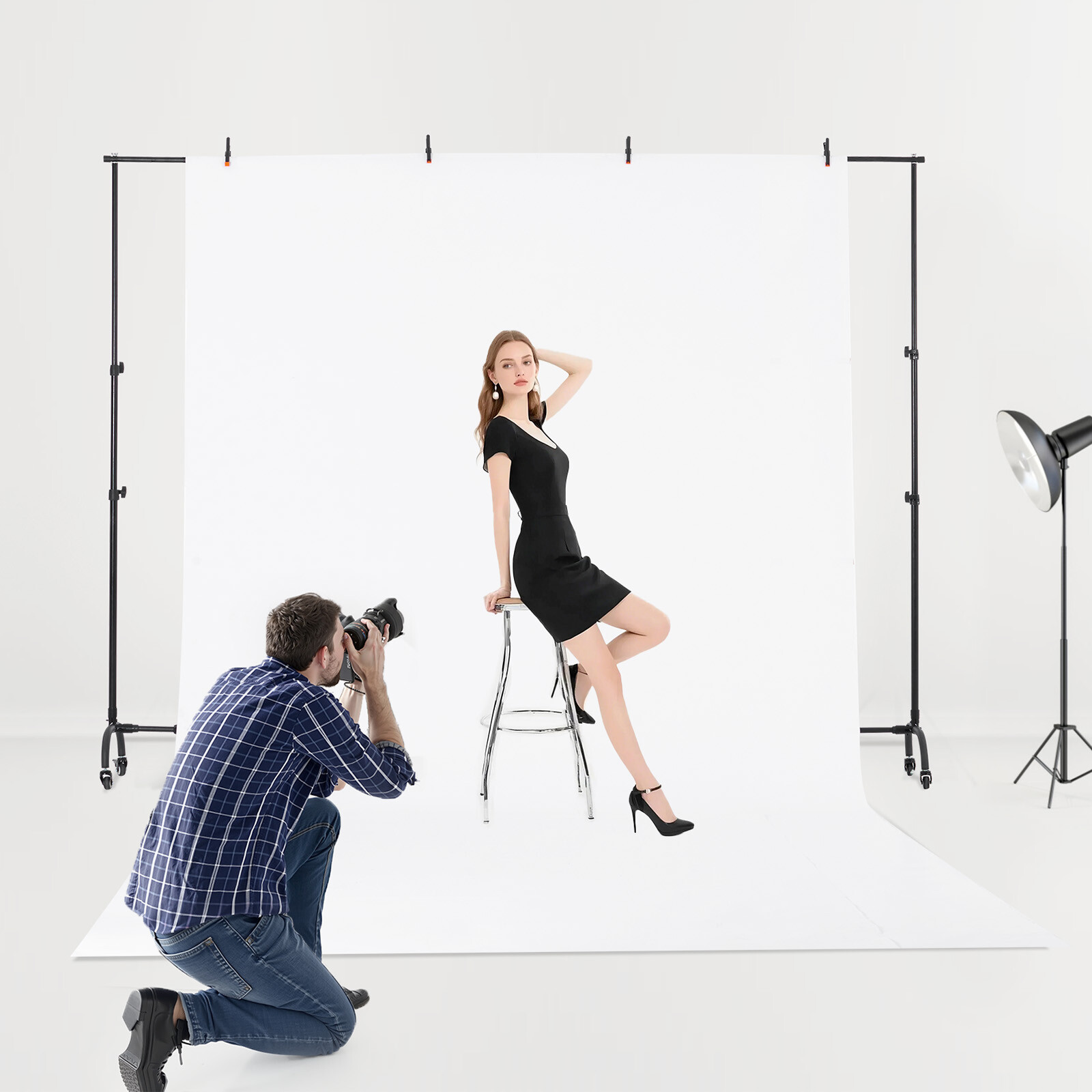 Backdrop Stand Movable Stand Kit 7 x 10 ft for Party & Photo Video Studio
