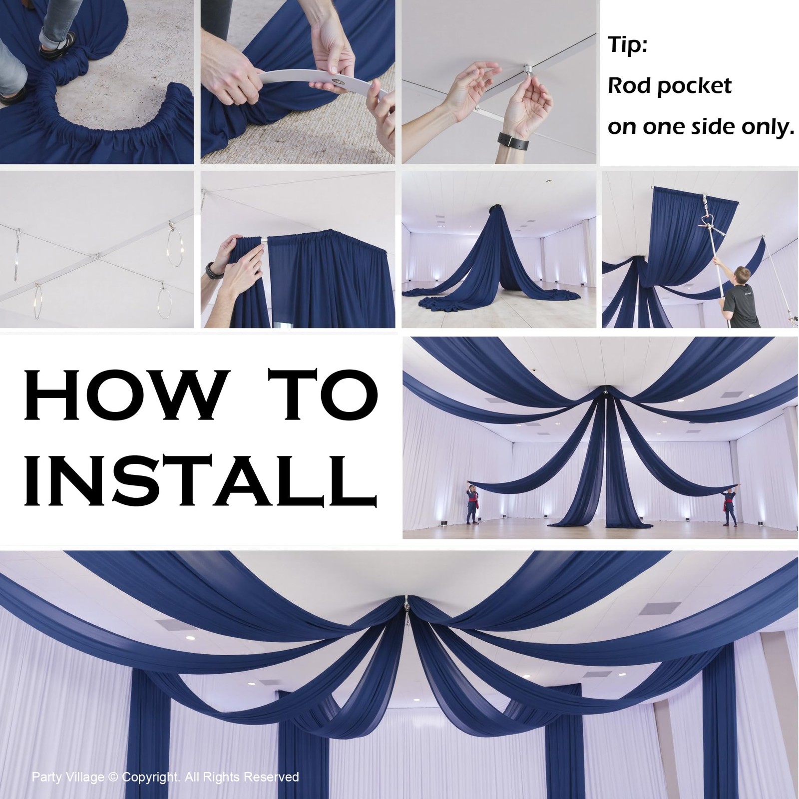 10 Panels 5ft(W) x 20ft(H) Navy Blue 60″W x 240″L (Pack of 10),