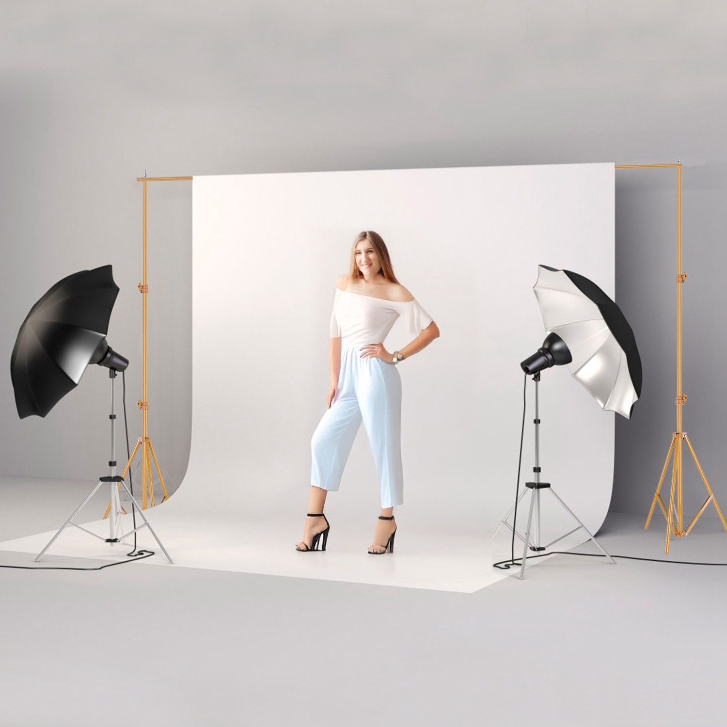 Heavy Duty Backdrop Stand Background Stand Kit 6.5x10ft Party & Photo Studio
