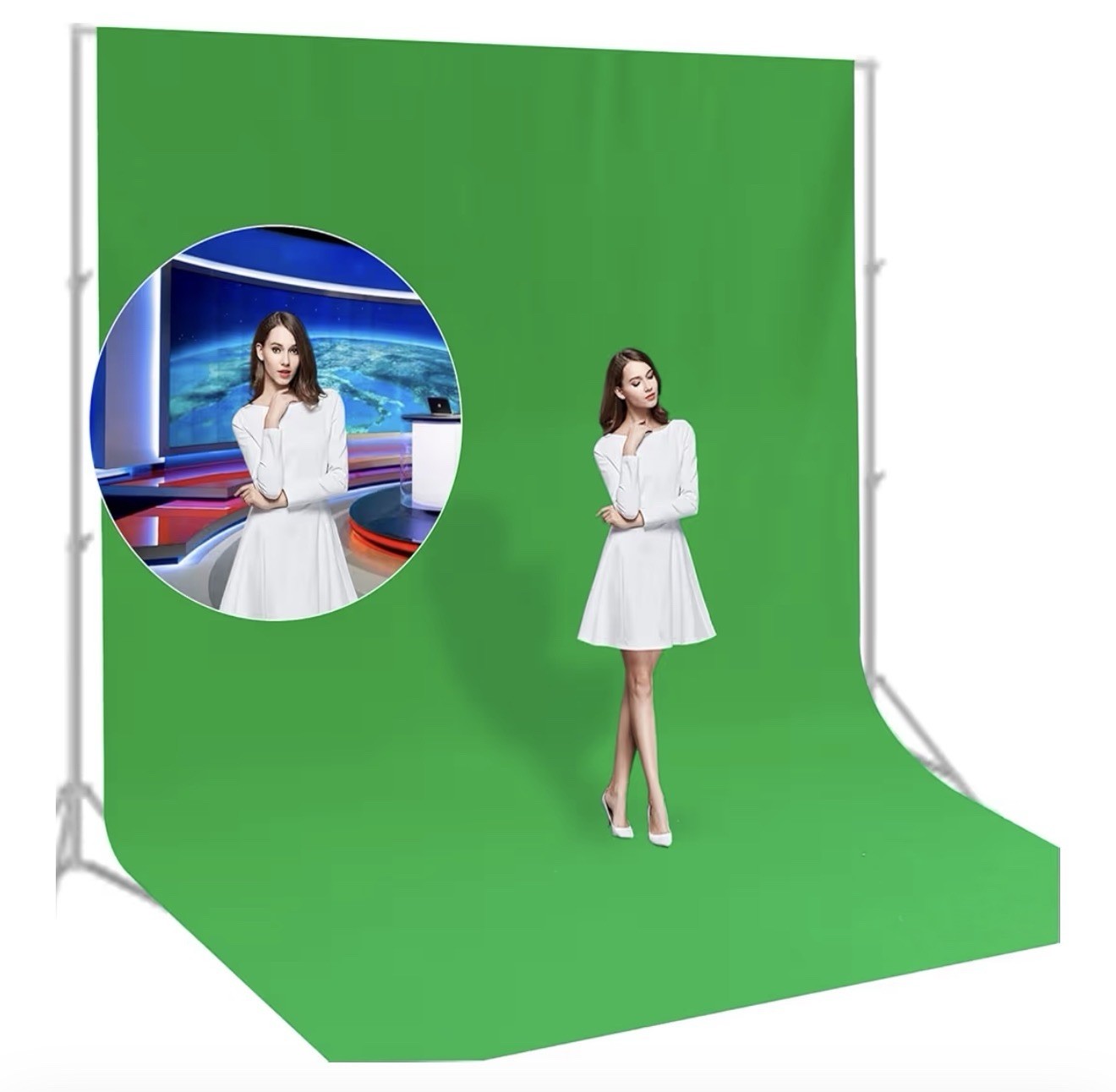 BEIYANG 10x20ft Green Screen Backdrop – Non-Reflective, Wrinkle-Resistant Fabric