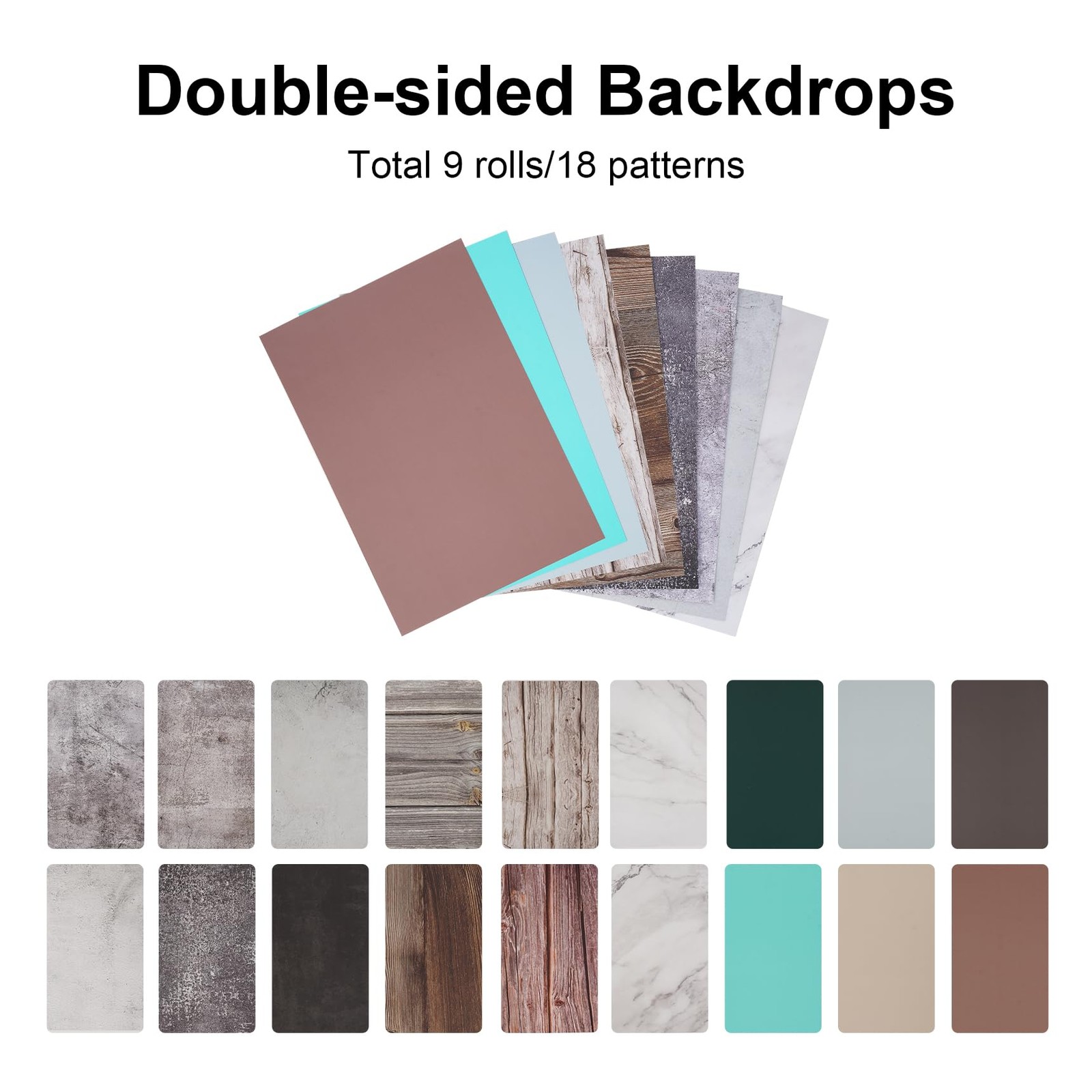 Product Photography Backdrop Kit 9 PCS 18 Patterns Board 16×11.5 Inch Food