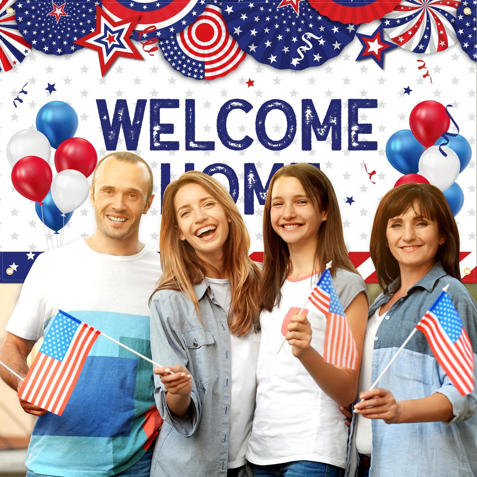 Large Welcome Home Banner Military Red White and Blue Welcome Home Decoration fo