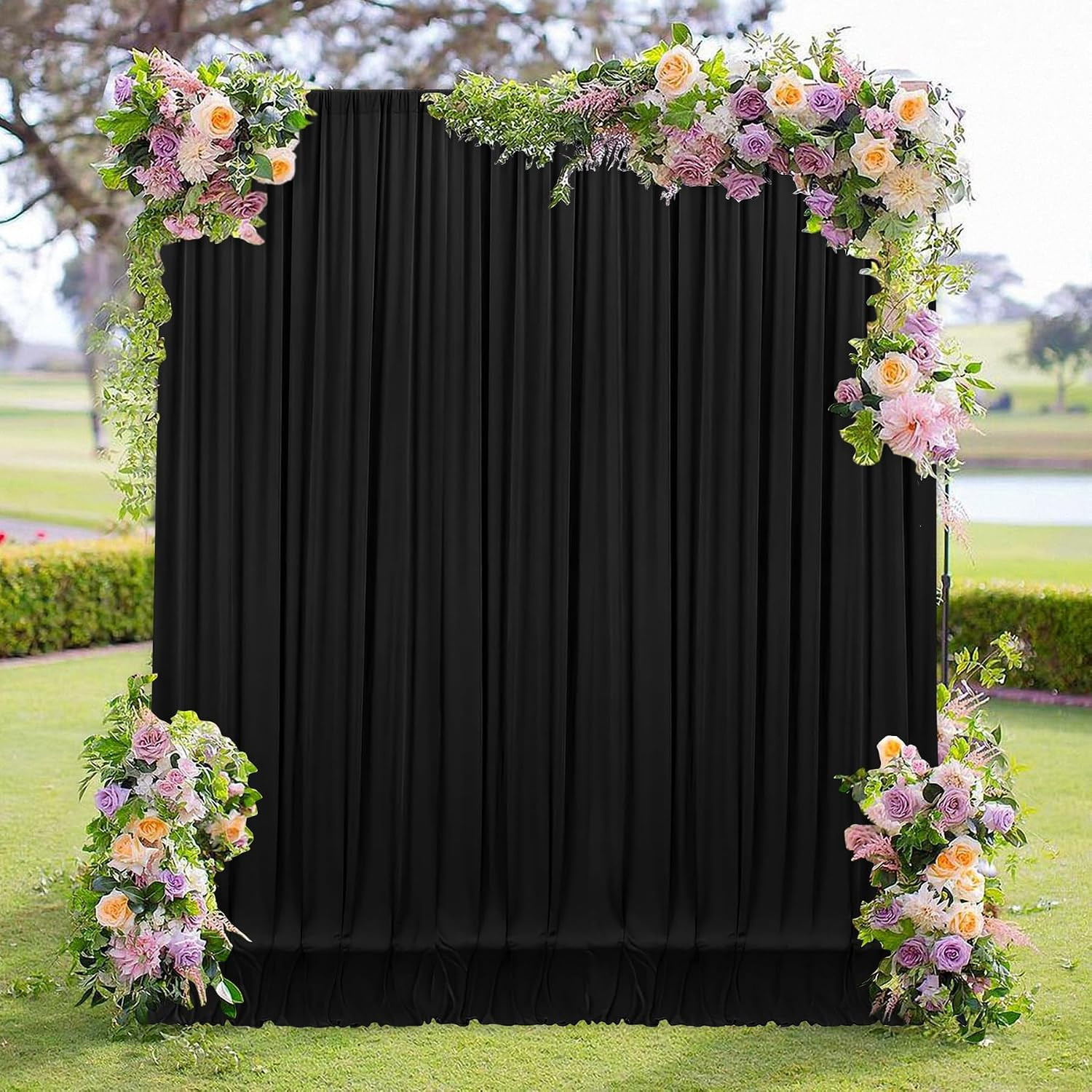 Black Backdrop Curtains for Parties – 10Ft X 8Ft Party Photo Background Curtain